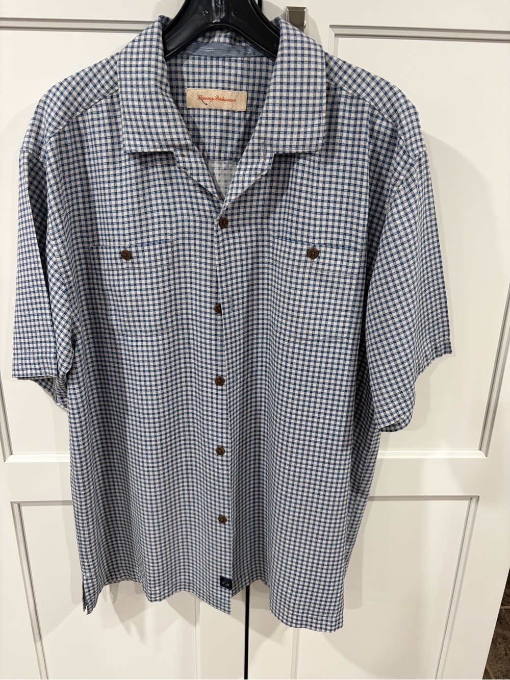 Tommy Bahama Blue and White Gingham Short-Sleeve Shirt